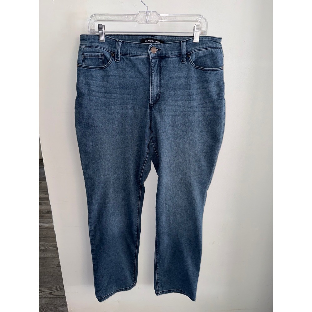 Bandolino Mandie Straight Leg Jeans Blue Medium Wash Denim Womens Size 14
